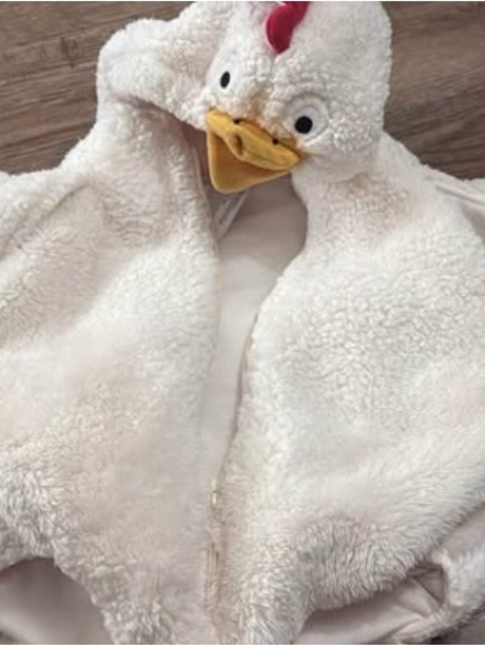 Carter's Plush White Chicken Hooded Costume Robe with Yellow Beak and Red Crest